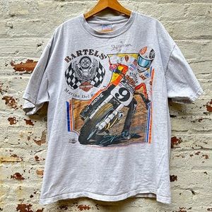 Vintage 1999 Harley Davidson motorcycle racing Tee signed, distressed 90’s rare